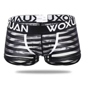 2021 dos Homens Novos do Projeto Listrado Pugilistas de Malha de Nylon Cueca Transparente Respirável Sexy Boxer Shorts Masculino Seca Rápido Cuecas