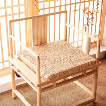 Palha Natural Pouf Quadrado Tatami Almofada do Chão Almofadas de Meditação, Yoga Mat Cadeira de Almofada Estilo Japonês Almofada 40cm 45cm 50cm
