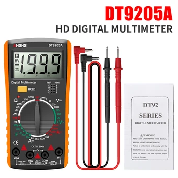 DT9205A LCD Multímetro Digital Portátil da C.C. da C.A. Volts Voltímetro Amperímetro Ohms Tensão de Capacitância Multímetro Testador de Resistência de Medidor de