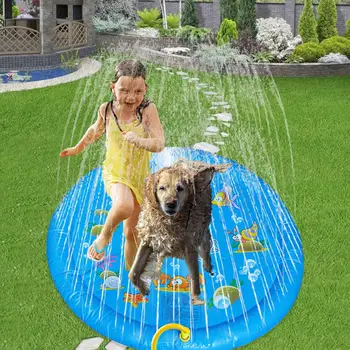Inicial De Aspersão Pad Crianças De Aspersão De Água Pad Engrossado Piscina Splash Jogar Esteira Para Cães Crianças Verão Ao Ar Livre De Água Brinquedo