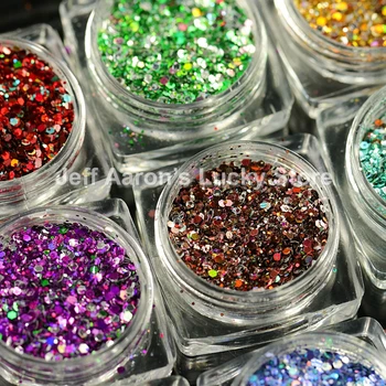 12 Cores de unhas de glitter em pó lantejoulas para a arte do prego decorações de unhas, acessórios de beleza suprimentos ferramenta