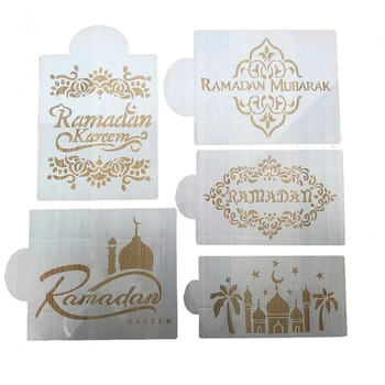 Eid Mubarak Ramadã Café Modelo de Impressão do Spray, Estêncil Conjunto de DIY Fondant Bolo Biscoitos Decoração de Ferramentas de Bebida Decoração