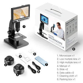 7 Polegadas IPS Tela de Alta Definição Industriais Microscópio Digital Camera 0-2000x Multifunção Relógio da Câmara de Reparação Ferramenta