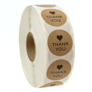 500 Etiquetas Por Rolo 1 Rodada Kraft obrigado Adesivos Para Festa de Casamento Decoração Adesivos de Bolo de Embalagens o selo de etiquetas de Presentes
