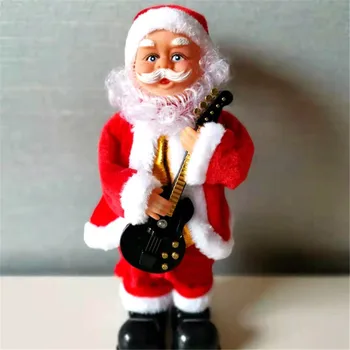 Elétricos Presentes de Natal Dançando e Cantando Brinquedo infantil Soprando de Saxofone Tocando Violão a Música Papai Noel de Decoração