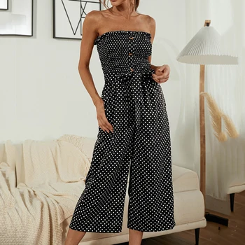 Longa macacão de mulheres elegantes Bodysuit Verão 2021 quente-vendendo a abotoado bolinhas de tubo superior macacão de mulheres, uma peça de roupas