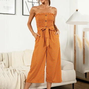 Longa macacão de mulheres elegantes Bodysuit Verão 2021 quente-vendendo a abotoado bolinhas de tubo superior macacão de mulheres, uma peça de roupas