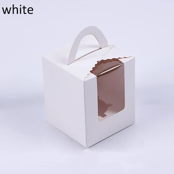 20PCS Papel Kraft Cupcake Mini Caixa de Biscoito Doce Caixa de Bolo Recipiente de Sobremesa Caixas de Armazenamento Com o Transparente da Janela de Exibição