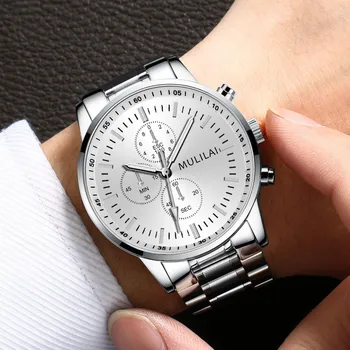 Top de marcas de Luxo Homens de aço Inoxidável, Pulseira de Esportes Relógios de Homens de Quartzo Data de Relógio Homem Impermeável Relógio de Pulso Relógio masculino