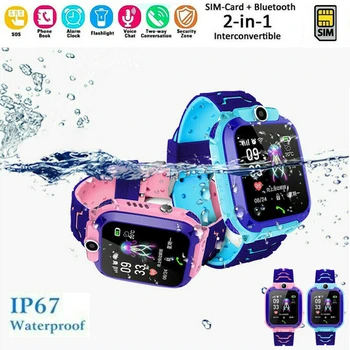 Q12 Crianças Crianças de Telefone do Relógio Smartwatch Com o Cartão Sim Para Meninos Meninas Canera à prova d'água IP67 Presente Smart Watch Para Android IOS