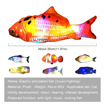 Eletrônico Gato de Estimação Brinquedo Fish 3D de Carregamento USB de Simulação de Peixe Dançando Pulando Peixes em Movimento Com a Música, Luzes de Led Gato de Estimação de Brinquedo