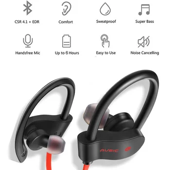 Esportes sem Fio 4.1 Fone de ouvido Bluetooth Execução de Música Estéreo Jogo Universal Mini Dual In-ear fones de ouvido Pendurado Ouvido Universal