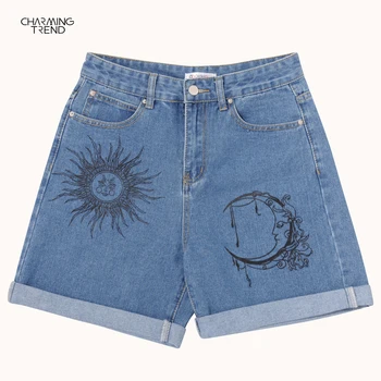 2021 Moda Verão Shorts Jeans Mulheres Hemming Azul Namorado Estilo de Mulher Curtas Calças Soltas Shorts Jeans Streetwear Shorts