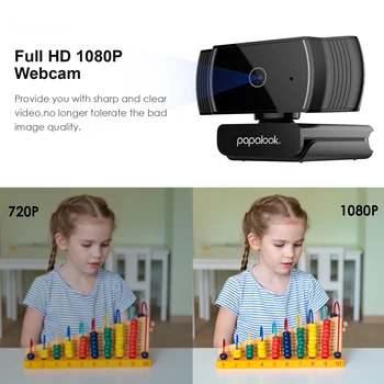 A focagem automática Webcam 1080p com som Estéreo Microfones, FHD 30FPS Câmara Web USB para Streaming On-line Classe de Computador Portátil