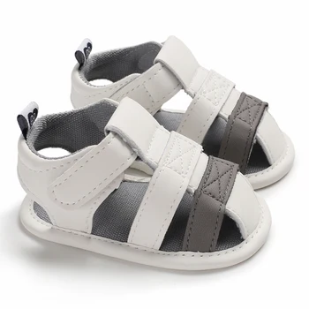 Verão Bebê Recém-nascido Meninos Sandálias Sapatos Infantil Criança PU Macio, Sola de Sapatos de Berço Mini Tênis Prewalker Sandálias de Crianças de 0-18M