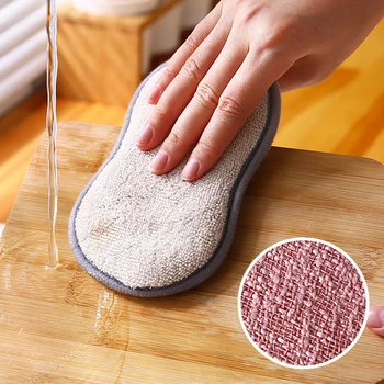 Esfregue a Esponja para Pratos de Não-Zero Microfibra Esponja antiaderente Pote de Limpeza, Esponjas de Cozinha, Ferramentas de Lavar Panela Gadgets
