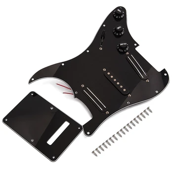 Preto 3-Ply Sss Dual Rail Captadores Carregado Pré-Guitarra Pickguards Para 11 Buraco Guitarra Elétrica