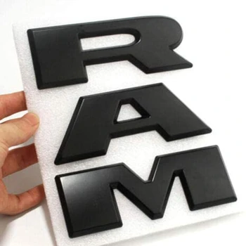 3D RAM Letras para 2019 Ram 1500 Emblema de Grade Dianteira em Preto Fosco ABS Placa de identificação
