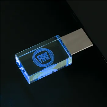 Fiat unidade flash USB de Cristal metal pen drive 128GB pendrive 8GB de armazenamento Externo 16GB Carro logotipo personalizado 32GB de memória stick 64GB 4GB