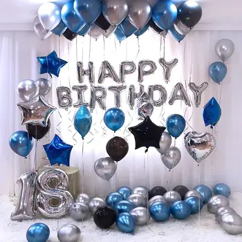 26pcs/monte 30inch Feliz 18 Aniversário Folha de Prata Número de Balões de Balão Metalizado 18 de Aniversário, Festa de Aniversário, Decoração de Globos
