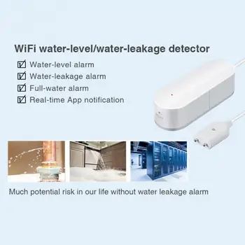 Tuya Smart wi-Fi Vazamento de Água Sensor de Vazamento de Água, Detector de Intrusão de Proteção de Segurança do APLICATIVO de Alarme Empurre o Suporte Alexa Inicial do Google