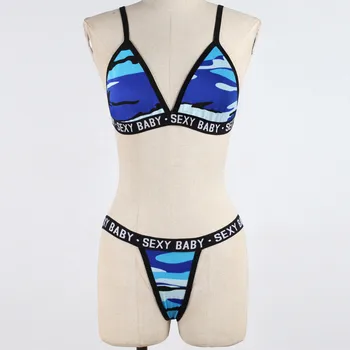 Mulheres de Biquini trajes de banho Cintura Alta Camuflagem Impresso Biquini Tanga fio dental de Terno de Nadar Highwaisted Biquínis Para Mulheres