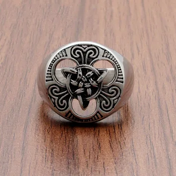 Vintage Trindade Nó De Aço Inoxidável Dos Homens Anéis Exclusivos Projeto Oco Celtics Triquetra Símbolo Anel De Moda Nórdica Amuleto De Jóias