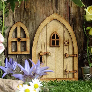 Casa de bonecas em Miniatura de Móveis de Dormir DIY 3D DIY Porta de Decoração de Porta de Madeira de Artesanato com o Kit de Flor de Crianças Meninos Meninas rapazes raparigas Brinquedo