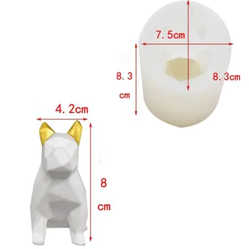 Concreto Decoração Molde De Silicone De Gato E De Cão De Forma Criativa Geométricas Origami Design Gato Molde Bulldog Estética Decoração Home