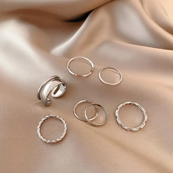 O minimalismo da Cor do Ouro Rodada Geométricas Dedo Conjunto de Anéis para as Mulheres 2021 Clássico Círculo Aberto Anel Comum Anel Feminino Jóias Presentes