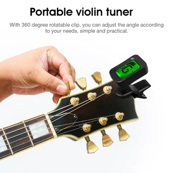 Profissional Clip-on Sintonizador Com Tela de LCD Requintado Elétrico Afinador Para Guitarra Baixo Ukulele Violino Folk Guitar Tuner