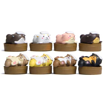 1 Pcs Bonito Simulação Animal Mini Gordura Cachorro De Shiba Na Banheira Estatueta Em Miniatura Modelo De Decoração De Casa De Figura De Ação Brinquedos Presentes