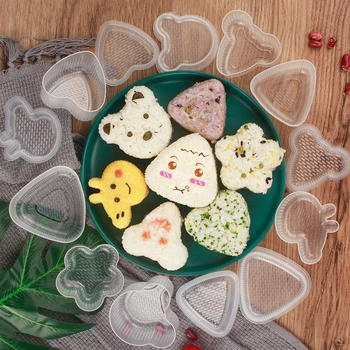 7 Formas Transparente do Amor do Coração do Bebê bolinho de Arroz, Moldes, Agitadores de Alimentos Decoração lancheiras DIY Sushi Maker Molde utensílios de Cozinha