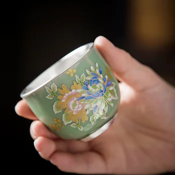 999 Prata Dourada Xícara De Chá De Master Cup De Cerâmica Grelhado Flor, Folha De Ouro Xícara (Chá) De Kung Fu Xícara De Chá De