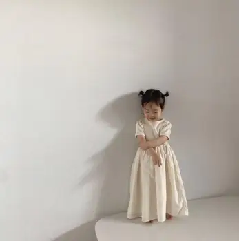 2021 Outono de Bebê, Roupas de Bebê Menina Moda Casual Costura Longa Secção Vestido de Fada de Manga Curta, Uma linha de Vestido de Princesa