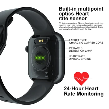 2021 Cubot C5 Inteligente Relógio Mulheres Homens Esportes Ecrã Táctil de 5 ATM Impermeável Monitor de frequência Cardíaca Smartwatch Para IOS Android