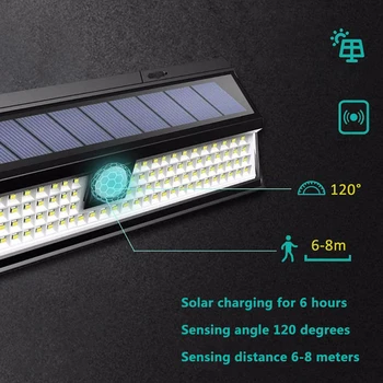 Controle remoto de Luz Solar, Lâmpada de Parede Exterior Sensor de Movimento da Luz de Rua 248 Led Construído na Bateria Powered Solar Impermeável