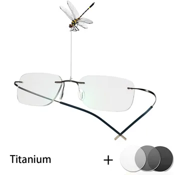 B titanium sem aro Leitura de Óculos de sol Fotossensíveis Óculos de Leitura para Homens Mulheres Exterior Presbiopia Óculos