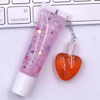 1pc Brilho Labial Conjunto de Mini Coração de Amor em Forma de Lip Plumper Óleo Hidratante Mulheres Brilho Labial Bálsamo Maquiagem Lip Tint Cosméticos nave aleatória