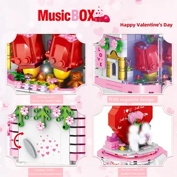 Dia dos namorados Série de Giro LED Caixa de Música Blocos de Construção Criador DIY Figura Tijolos Brinquedos Aniversários Presentes Para o Amante da Esposa