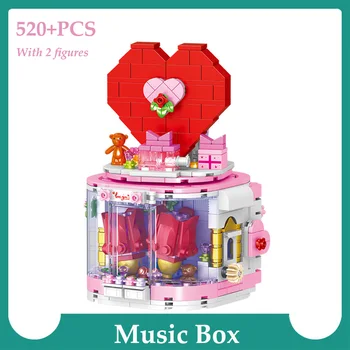 Dia dos namorados Série de Giro LED Caixa de Música Blocos de Construção Criador DIY Figura Tijolos Brinquedos Aniversários Presentes Para o Amante da Esposa