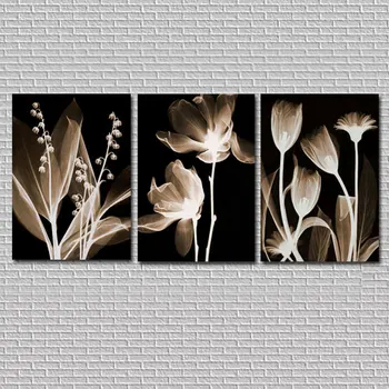 3pcs Flores Brancas Pintura de Pôster Arte de Parede de Lona da Pintura Abstrata Tela de Decoração de Casa de Imagens Para a Sala de Pintura de Parede