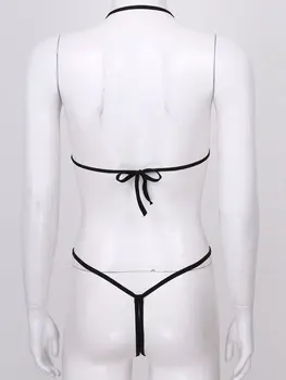 Sexy Lingerie Erótica Tanga Maiô de Uma Peça Bodysuit Ocos Crotchless Bodysuit Swimwear das Mulheres de Malha de Ver através de Macacão