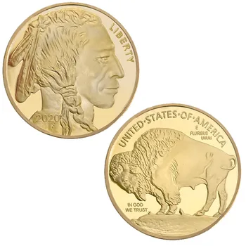 Medalha De Bisonte Americano Moeda De Ouro Búfalo Velho Cabeça Moeda Comemorativa Presente Moedas Lembrança