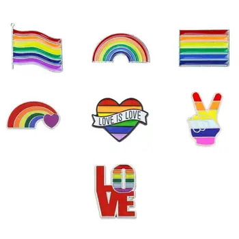 Broche de AMOR Cor de arco-íris da Bandeira Esmalte Decorativos Emblema Pin Acessório de Moda Casal Gay broche de Paz Gola Pin para o Presente