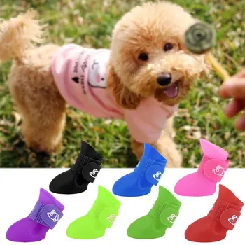 Design criativo Cães de Estimação Adorável Confortável PVC Impermeável Botas da Moda Tipo Suave de Chuva, Sapatos Para Cães de Pequeno porte