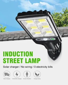 LED Lâmpada Solar Exterior Impermeável Sensor de Movimento de Rua Luz Solar Industrial Jardim da Praça da Estrada de Iluminação de Decoração Para a Casa