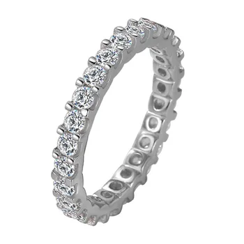Temperamento simples Toques para Mulheres Prata 925 de Diamante Natural de Casamento Bandas Finas Jóias de Luxo de 4 a 10 Tamanho Grande Anéis de Prata de Presente