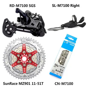 SHIMANO SLX M7100 Grupo MTB Mountain Bike 12 Velocidade SL+RD+CSMZ901+CN 11-51T Cassete Pinhão M7100 shifter Desviador Traseiro