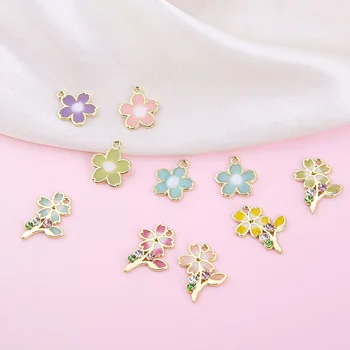 6pcs Estilo coreano Bonito flores frescas liga Strass brincos pequenas flores de cinco pétalas pingente de borboleta DIY jóia brinco